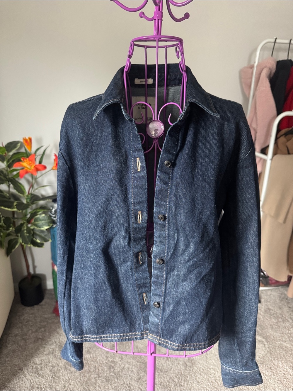 Abercrombie & fitch Women's Dark Blue oversized Denim Jacket